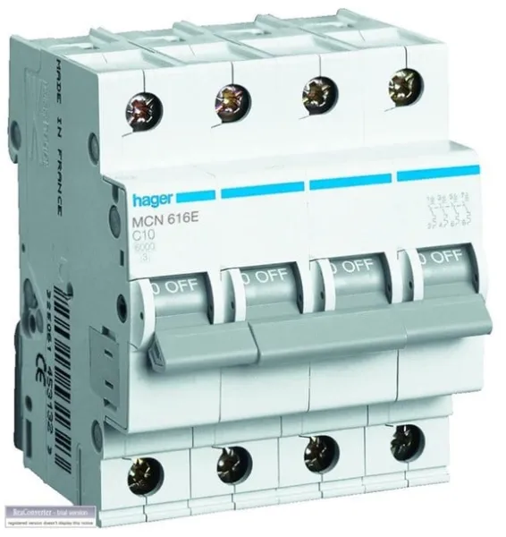 Hager Automatsikring 3P+N 50A C kar